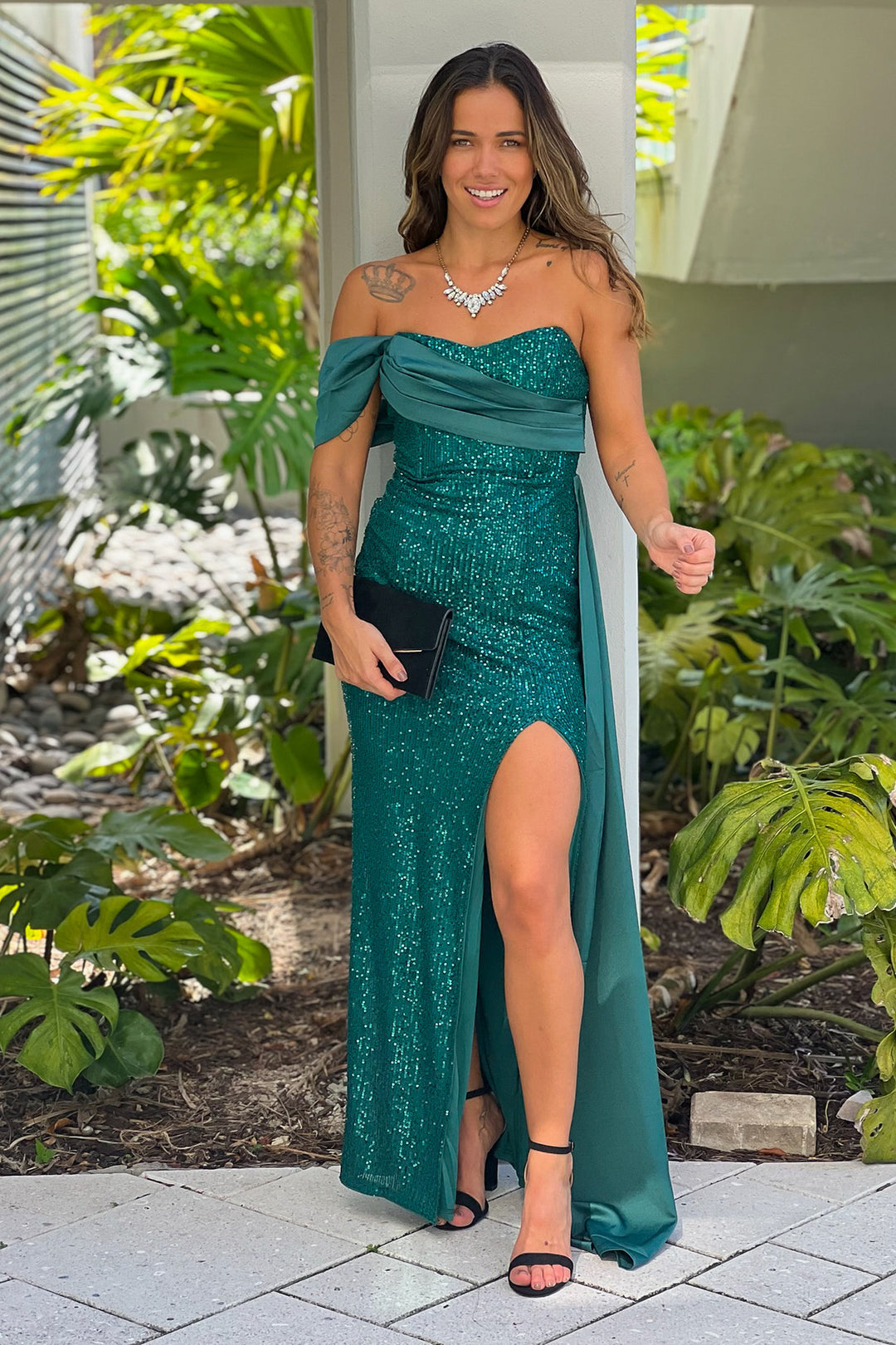 good fun off shoulder maxi dress green Baltic Born Womens Sonoma Off Shoulder Maxi Dress | Green Multi