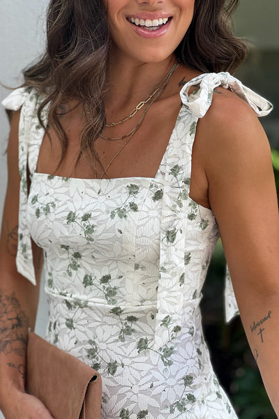 ivory and green floral formal maxi dress