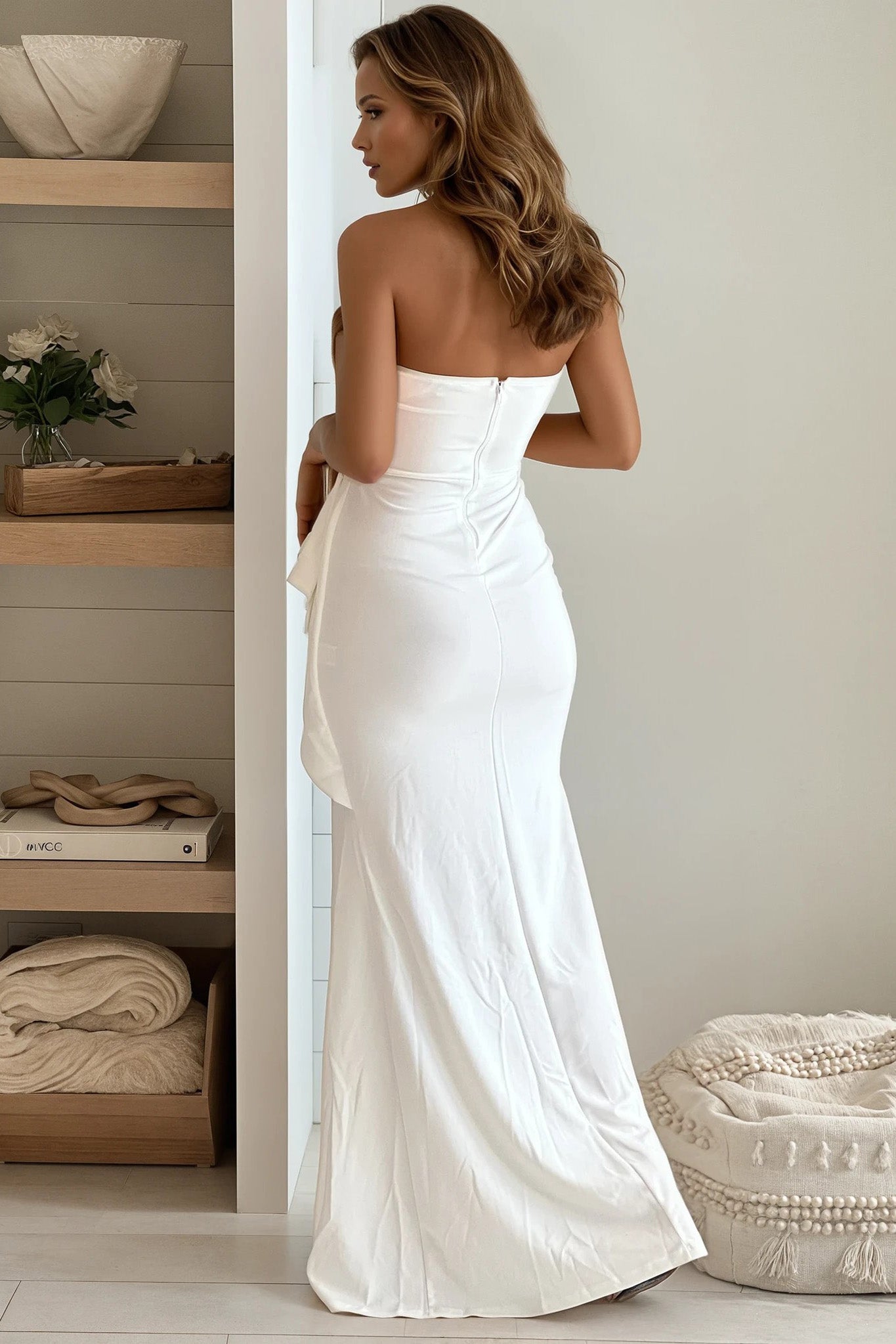 ivory prom maxi dress