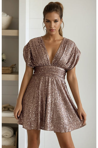 latte sequin  mini dress
