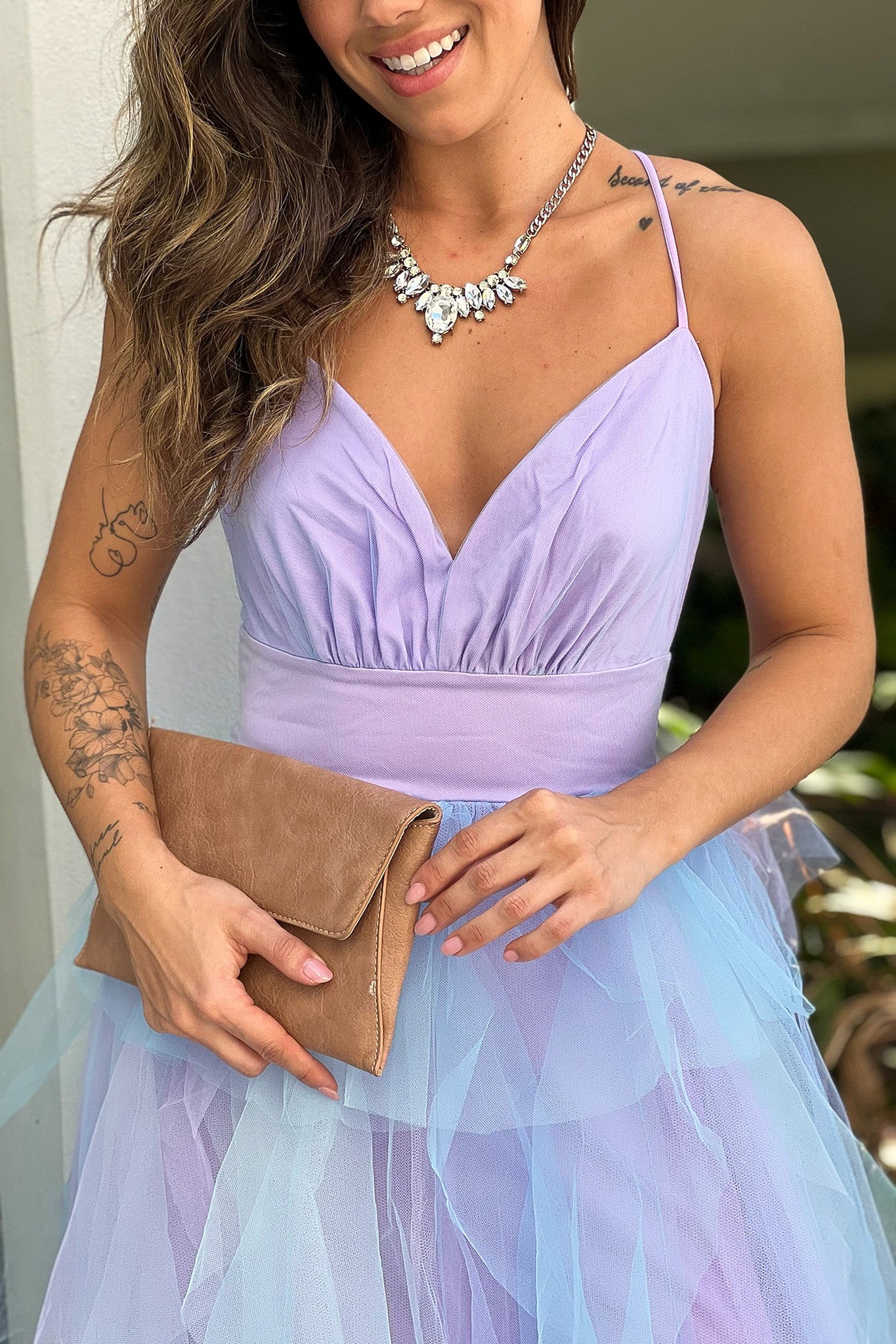 lavender and blue  maxi dress