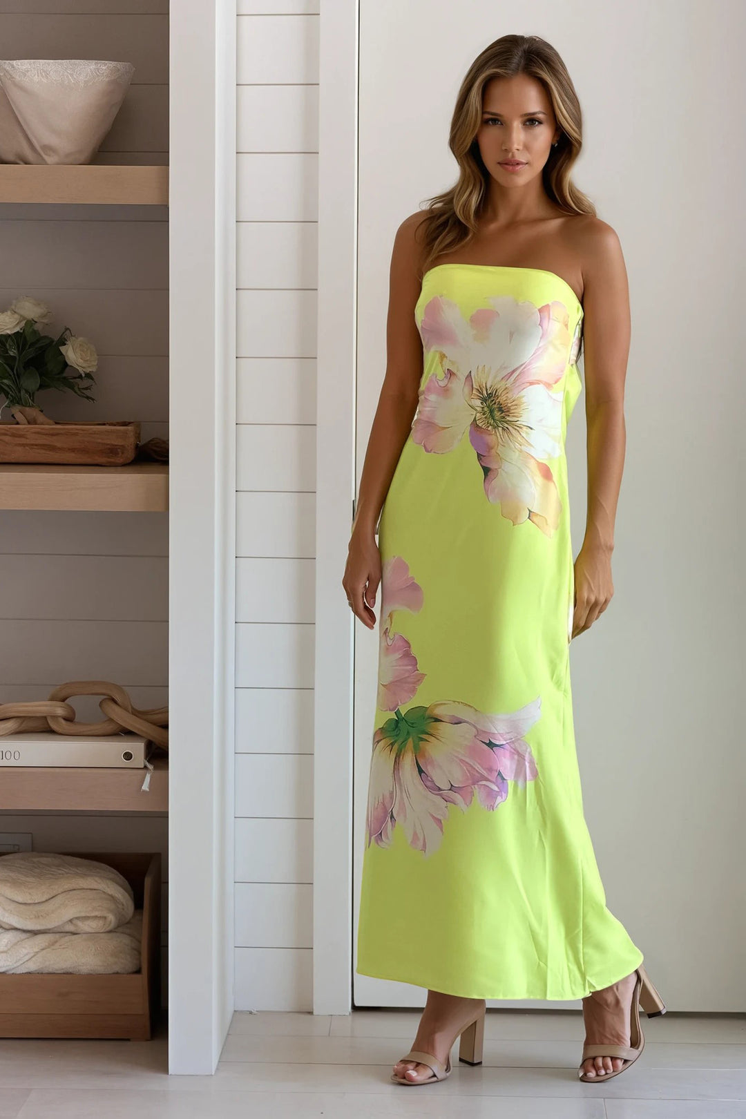 Lime Green Floral Cowl Back Dress | Short Dresses  Saved by the Dress