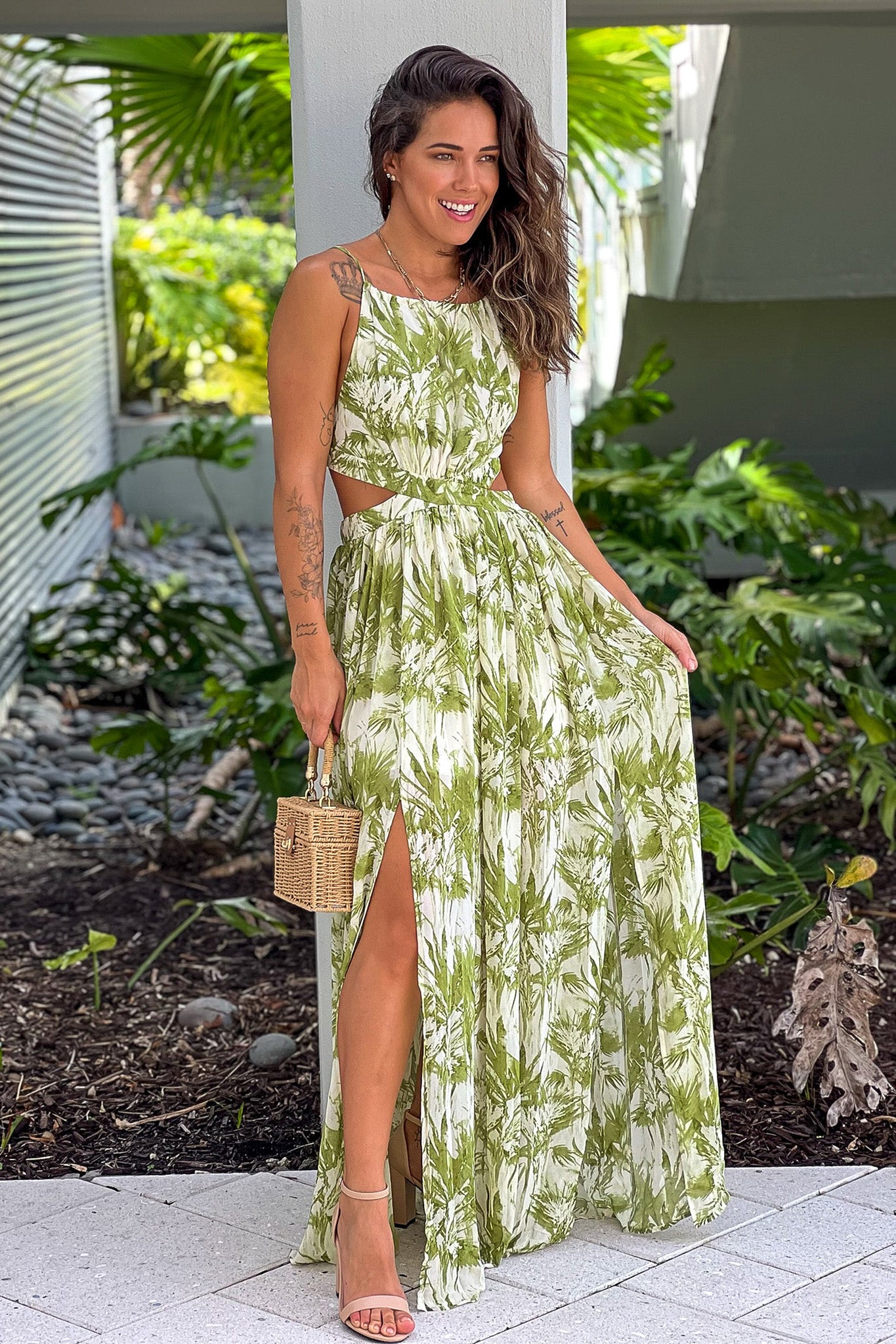 print maxi dress 'Flavia' Cutout Print Maxi Dress