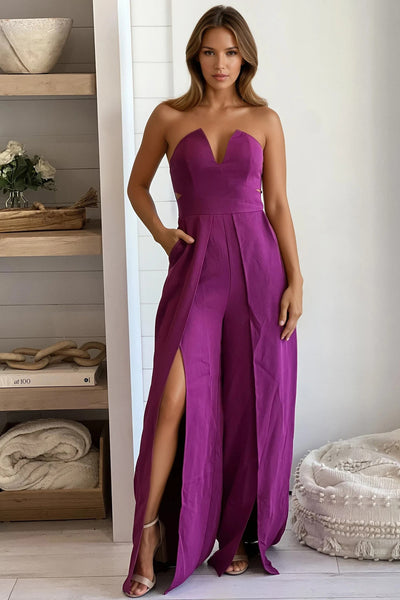 magenta jumpsuit with pockets