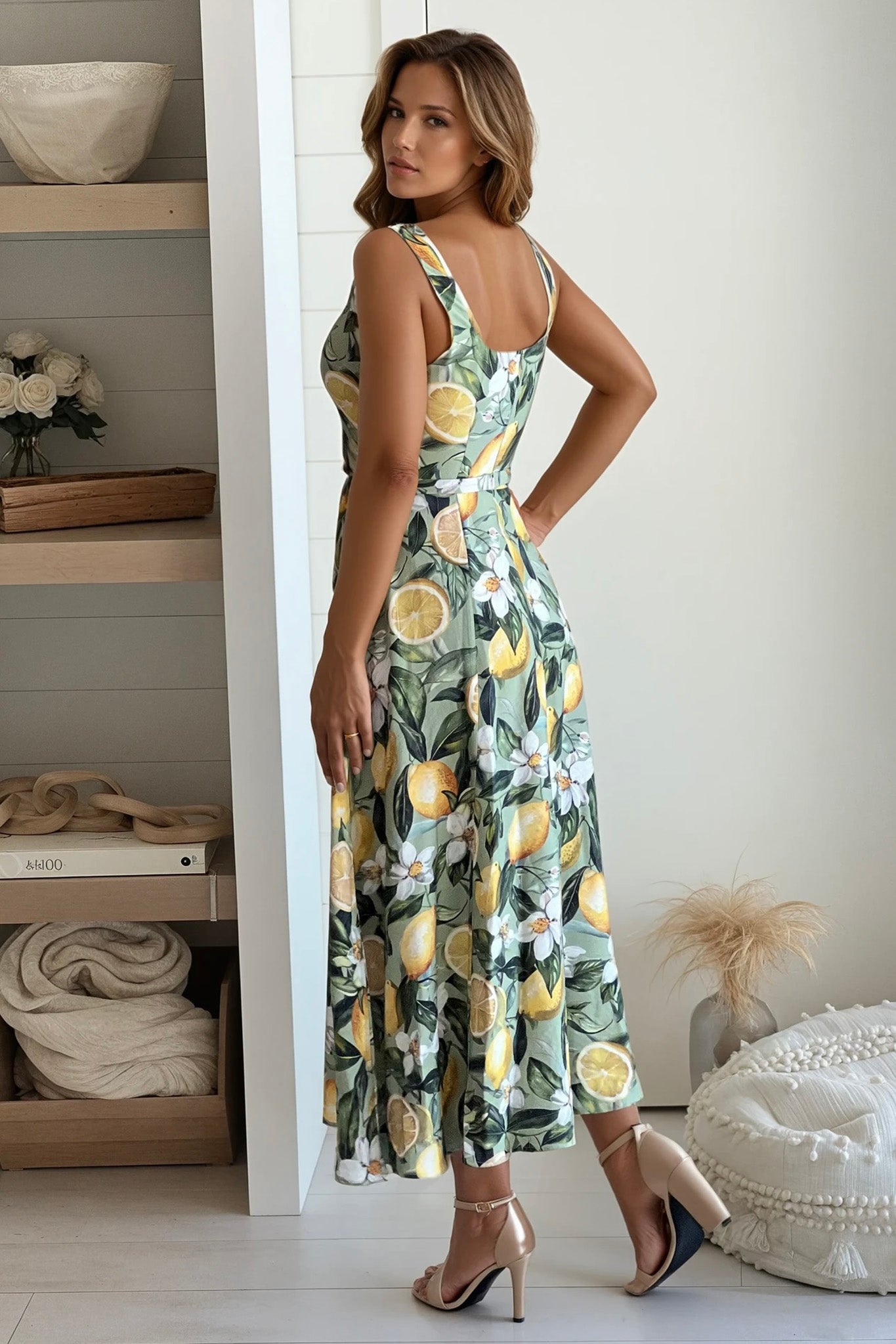 mint midi dress MILAN LINEN MIDI DRESS - MINT ROSE