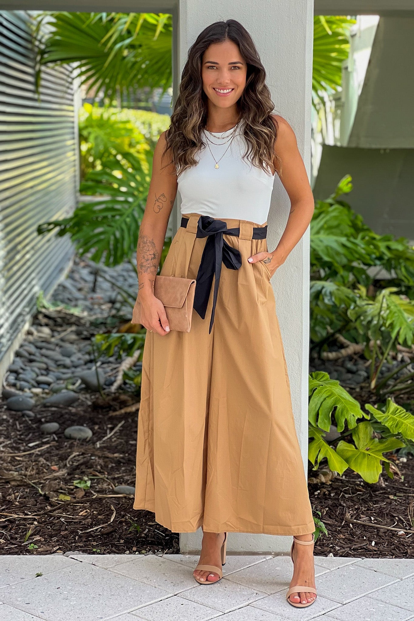 mocha wide leg jumpsuit