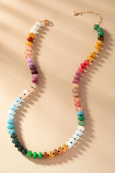 multi color agate beaded necklace