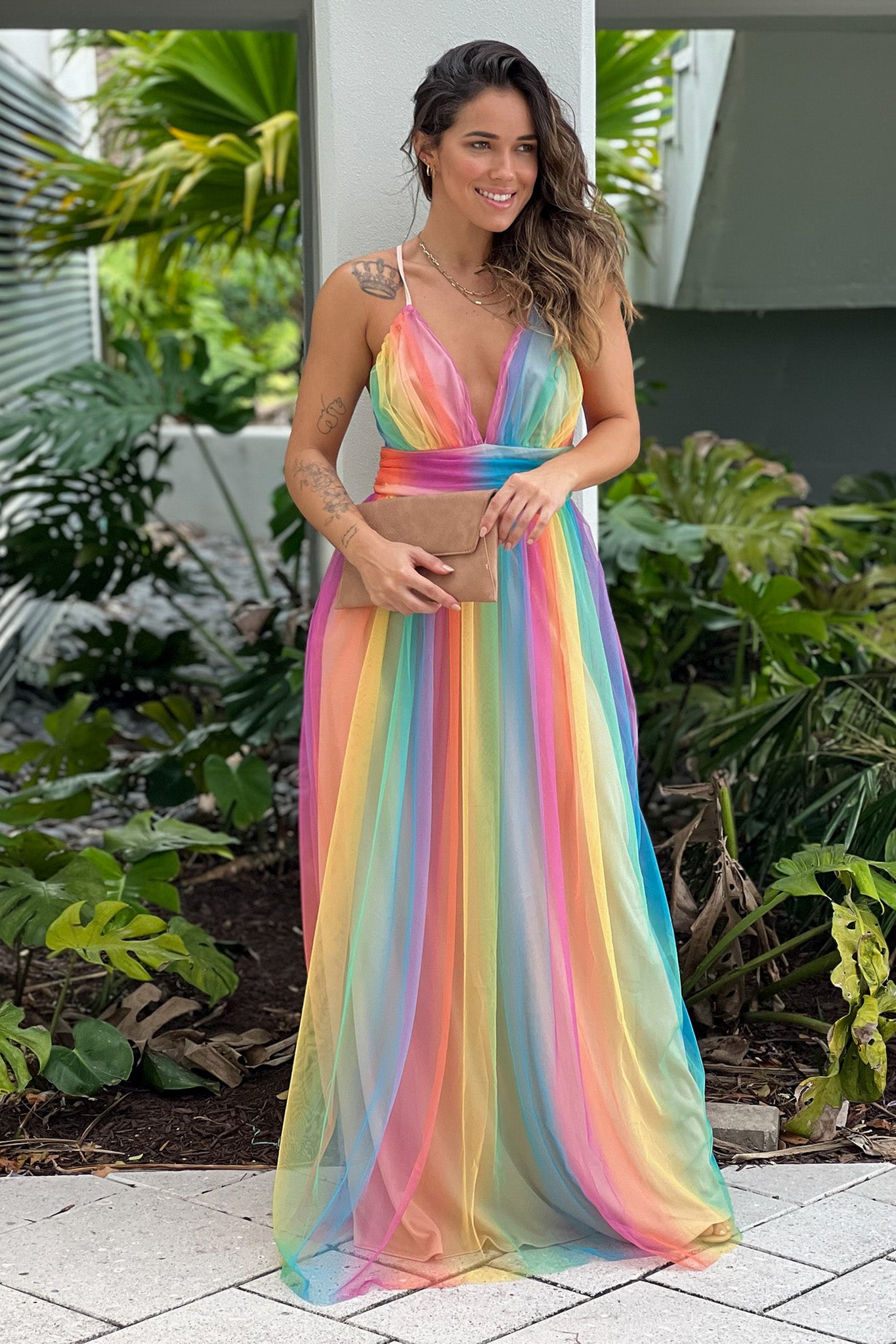 colorful maxi dress Multicolor Atlantic Rainforest Sleeveless Colorful Boho Dress Discover effortless elegance in the Colorful Boho Long Sleeve Maxi Dress a dreamy flowy maxi dress designed for beach vacations Live Freely Multi Color Maxi