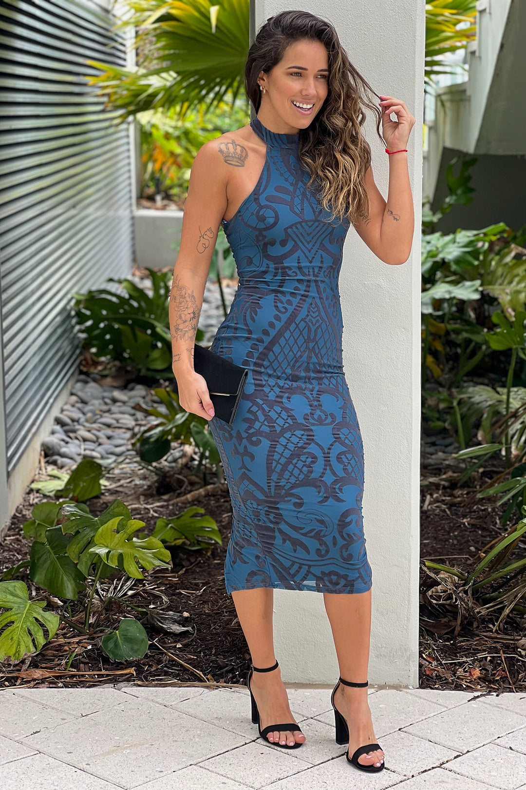 velvet blue midi dress Navy Bare Shoulder Velvet Midi Dress shopaleena