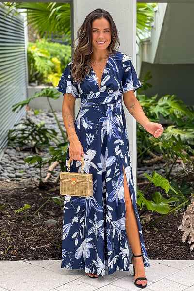 navy floral maxi dress