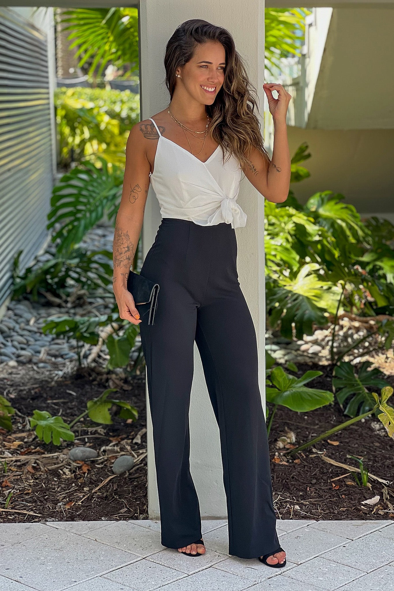 off white and black formal jumpsuit