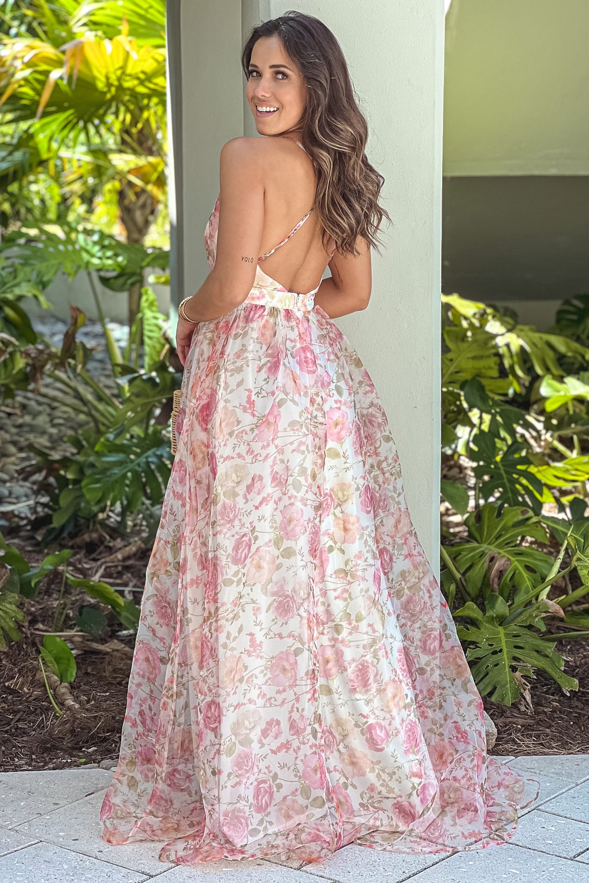 Off White Floral Mesh Maxi Dress | Maxi Dresses – Saved by the Dress