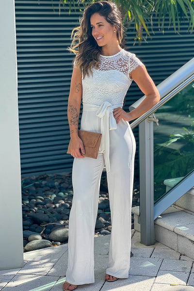 off white jumpsuit with belt