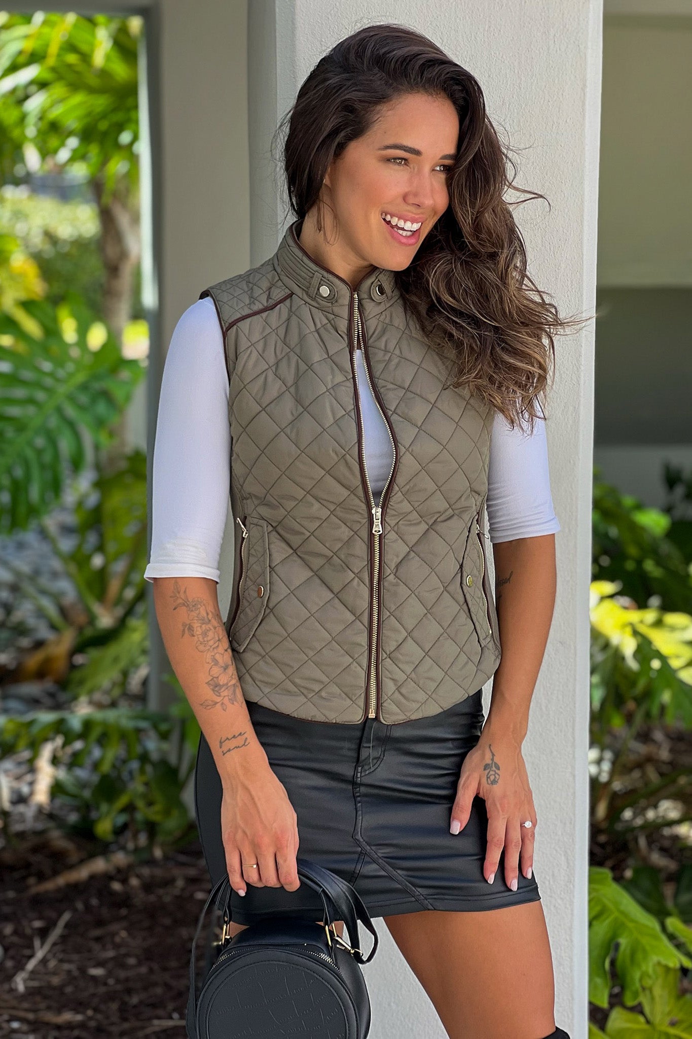 olive casual vest