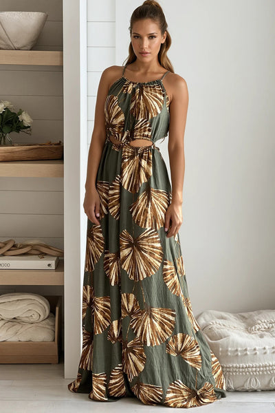 olive cut out maxi dress