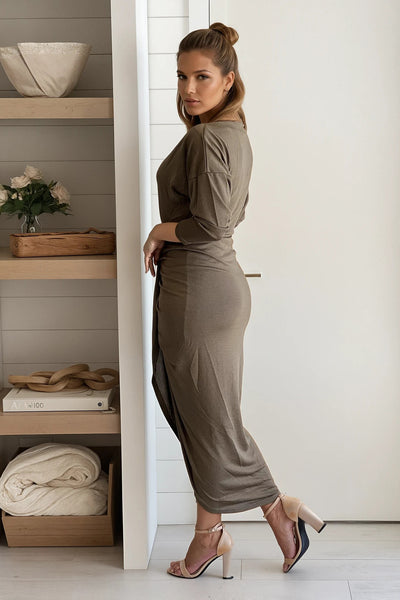 olive off shoulder bodycon dress