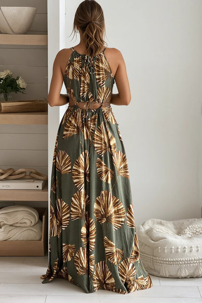 olive printed maxi dress
