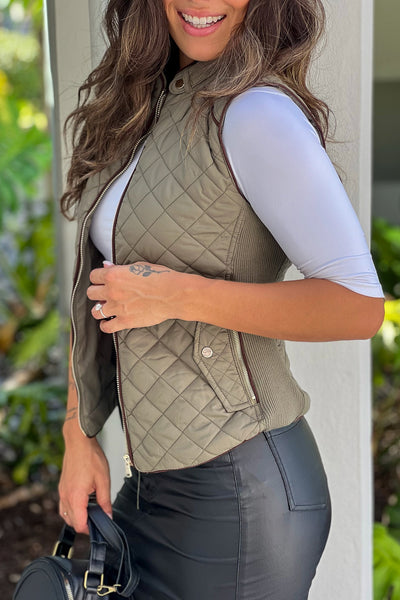 olive vest with pockets