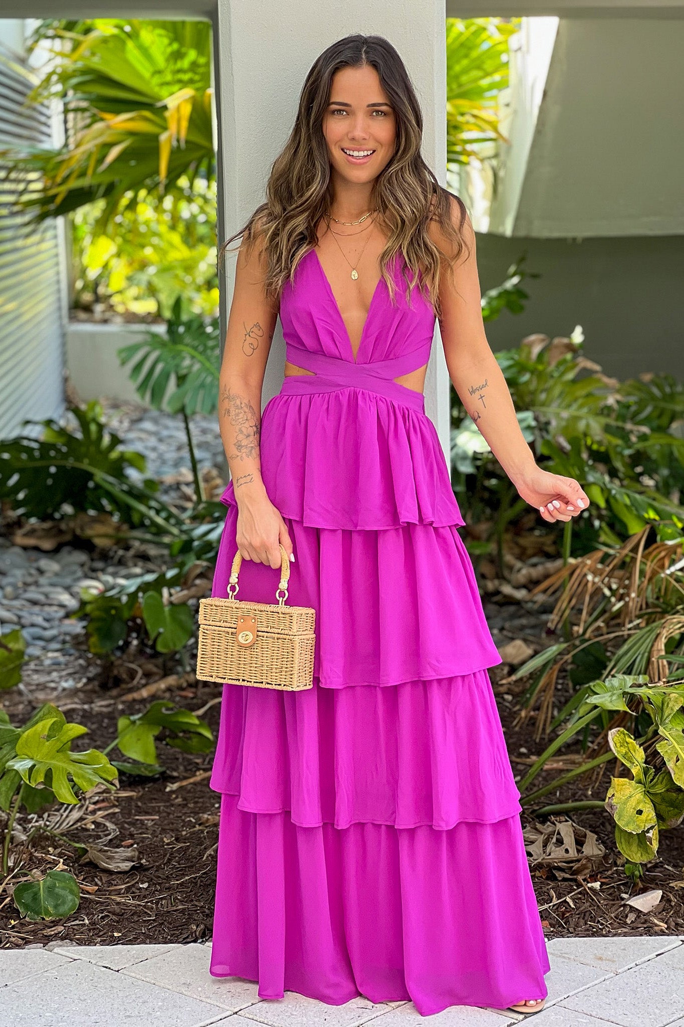 orchid maxi dress with cut outs