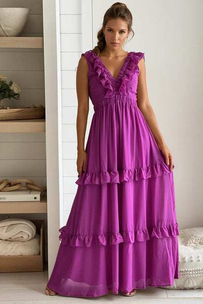 orchid ruffled maxi dress