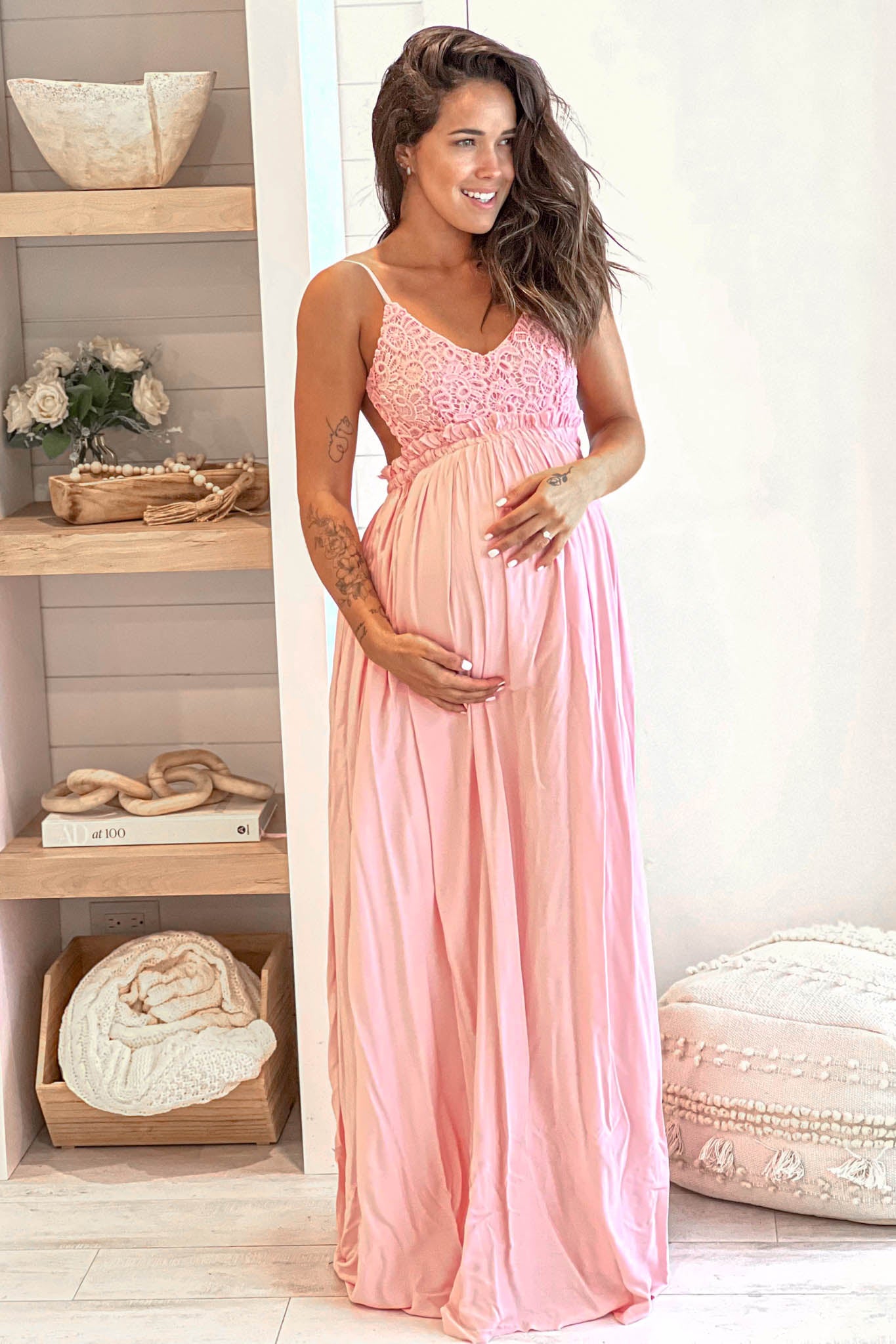 Pink Crochet Top Maxi Dress With Open Back and Frayed Hem | Maxi Dresses Saved by the Dress Pink Crochet Top Maxi Dress With Open Back and Frayed Hem | Maxi Dresses Saved by the Dress
