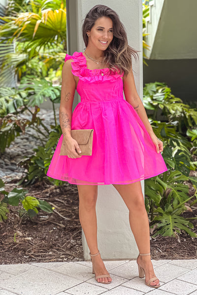 pink puff dress 