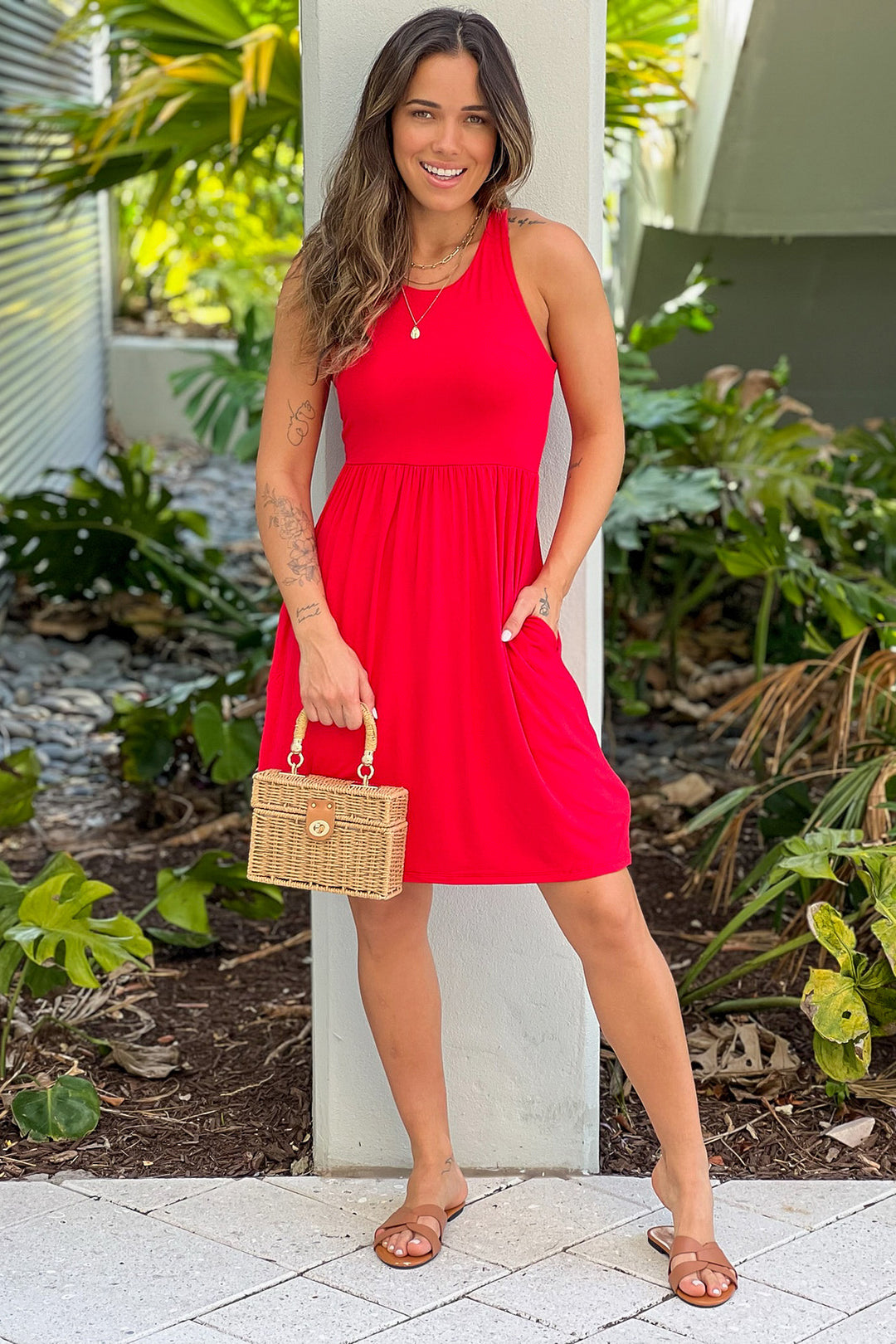 Red Racerback Short Dress with Pockets | Short Dresses Saved by the Dress Red Racerback Short Dress with Pockets | Short Dresses Saved by the Dress