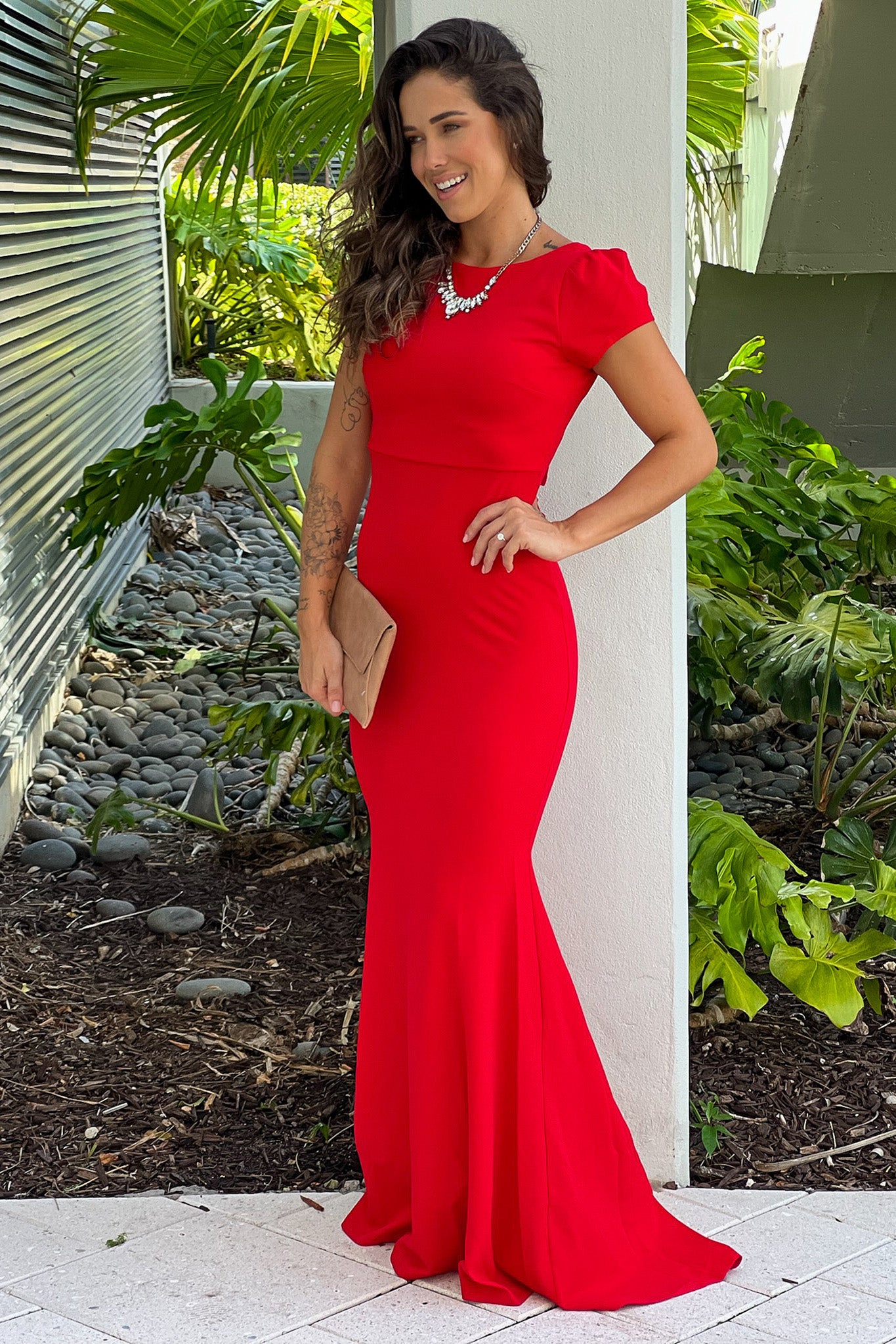 red formal maxi dress