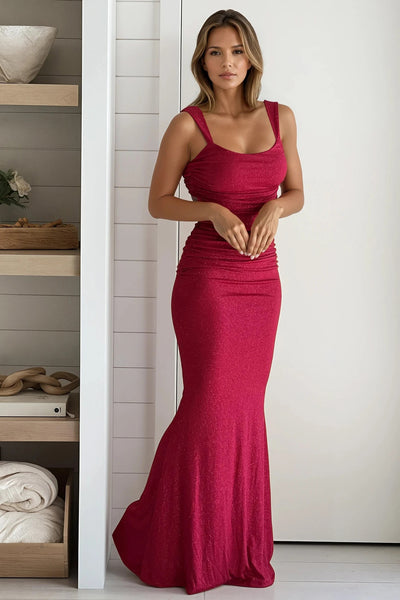 red glitter formal maxi dress