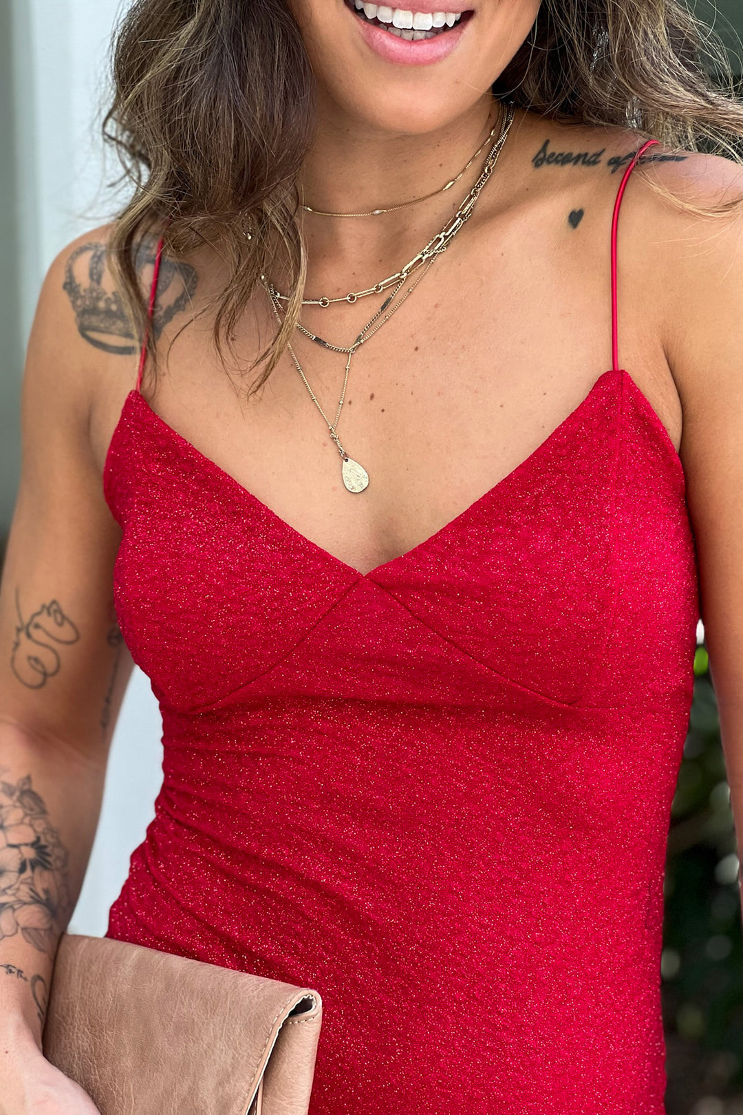 Red Glitter Midi Dress With Slit | Midi Dresses Saved by the Dress Red Glitter Midi Dress With Slit | Midi Dresses Saved by the Dress