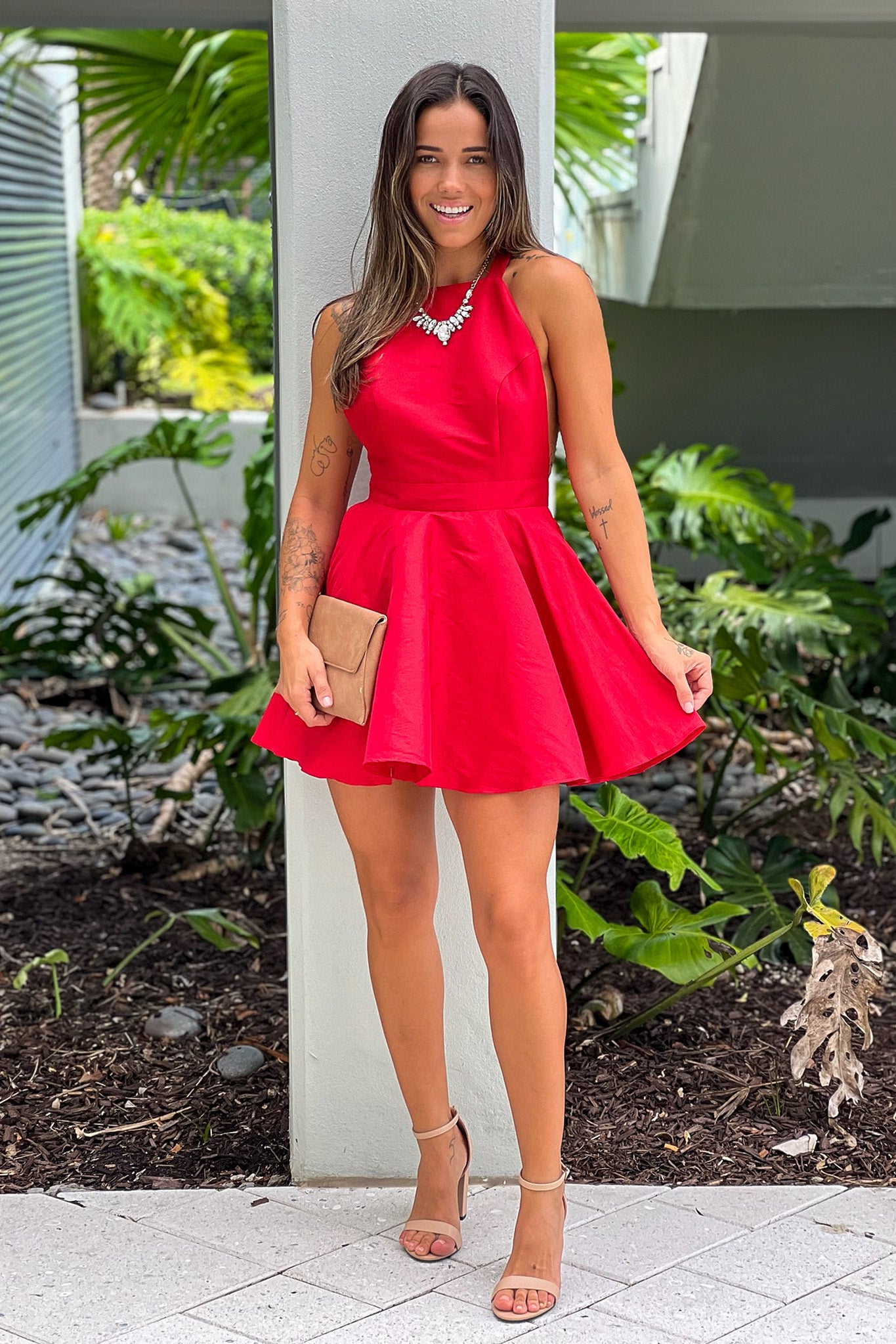 Red Halter Neck Short Dress With Back Bow | Short Dresses Saved by the Dress Red Halter Neck Short Dress With Back Bow | Short Dresses Saved by the Dress