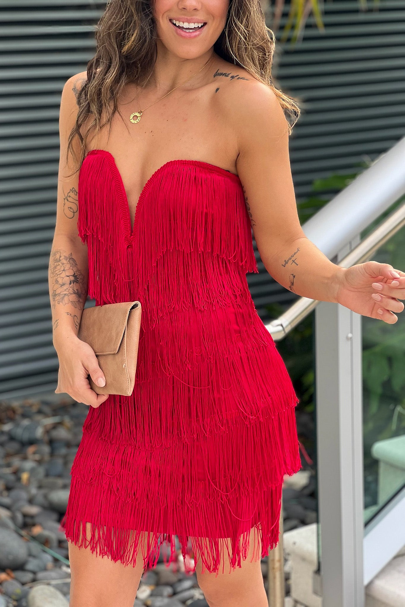 Red Fringe Short Dress| Short Black Cocktail Dress – Saved by the Dress
