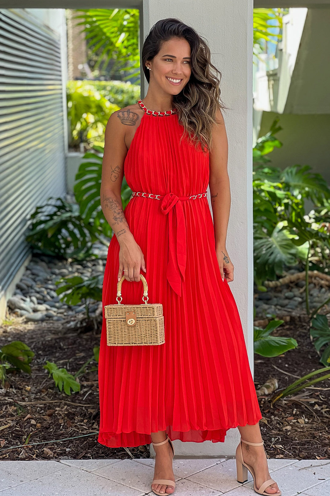 dress with red belt The Perfect Dress and Red Accessories