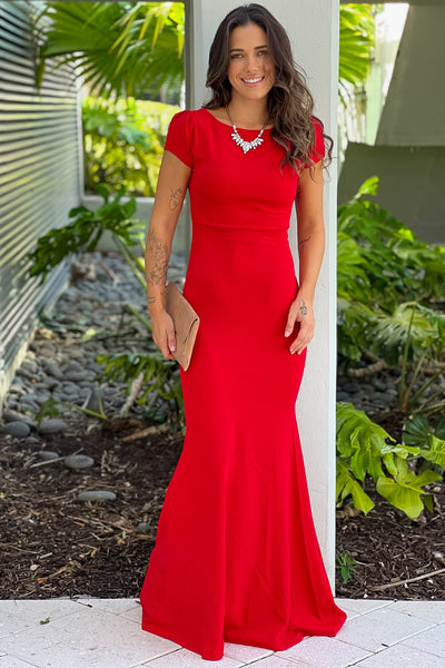 red prom maxi dress