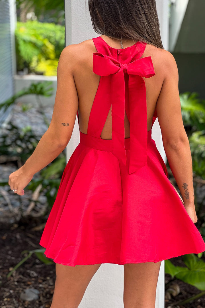 Red Halter Neck Short Dress With Back Bow | Short Dresses Saved by the Dress Red Halter Neck Short Dress With Back Bow | Short Dresses Saved by the Dress