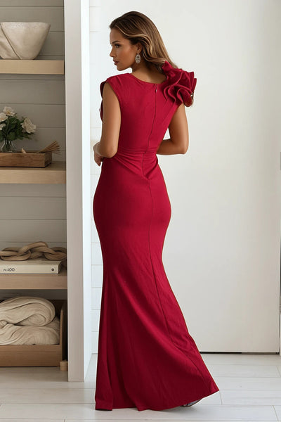 red one shoulder maxi dress