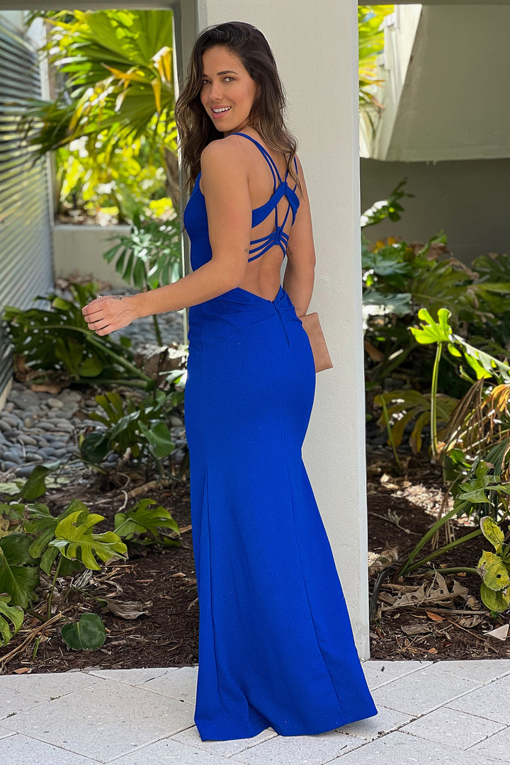 katrina royal blue strappy backless skater dress Lulus Women's Sz. XS Katrina Royal Blue Strappy Backless Skater Dress NWT