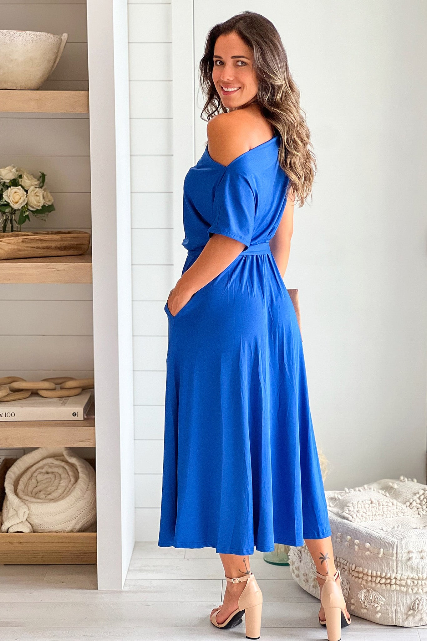 royal blue midi dress