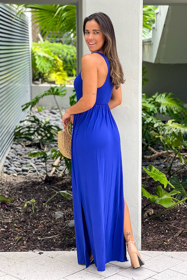 Royal Blue Racer Back Maxi Dress With Side Slit | Maxi Dresses Saved by the Dress Royal Blue Racer Back Maxi Dress With Side Slit | Maxi Dresses Saved by the Dress