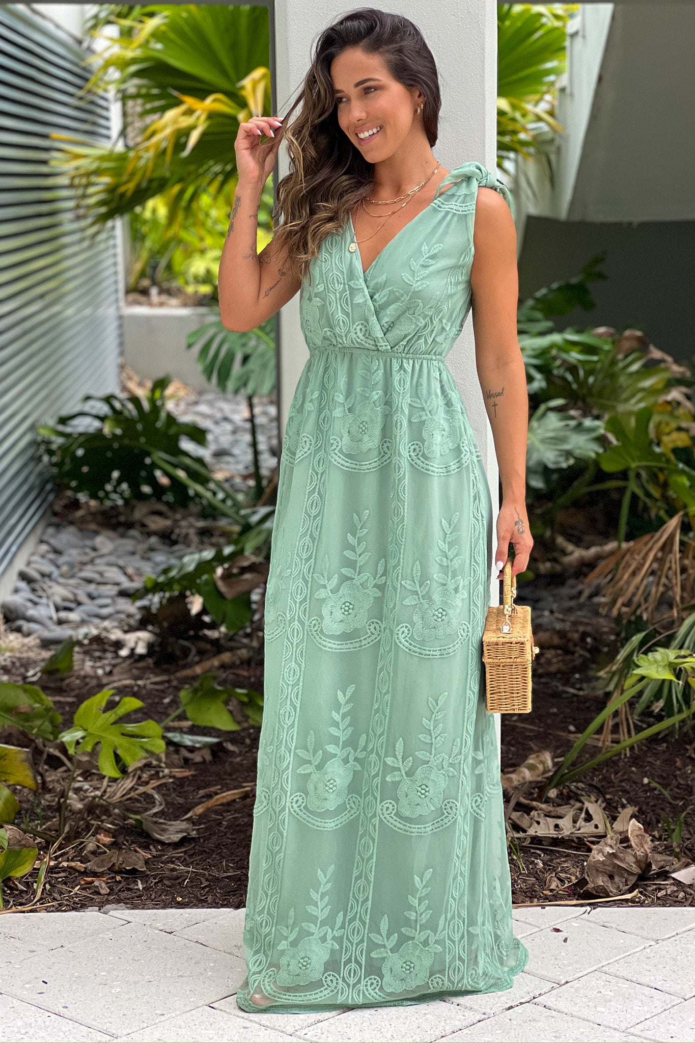 sage lace maxi dress Dress Forum - Sage Lace Maxi Dress