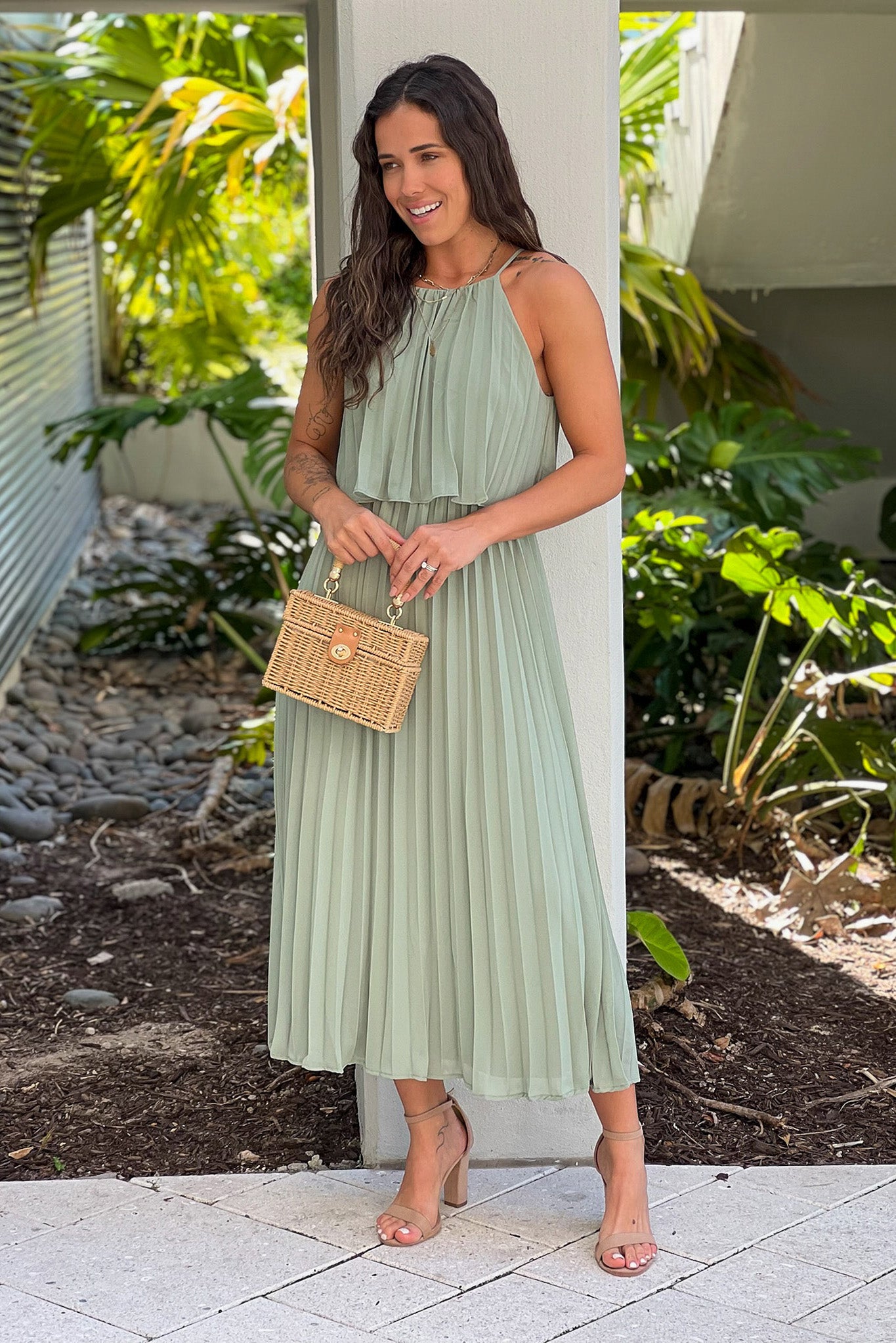 Sage Pleated Midi Dress | Beautiful Dresses Saved by the Dress Sage Pleated Midi Dress | Beautiful Dresses Saved by the Dress