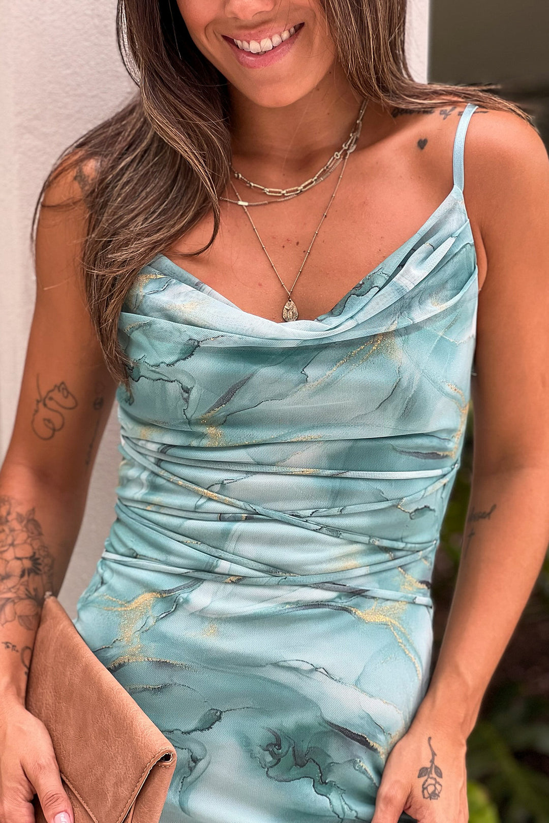 Seafoam Marble Midi Dress | Short Dresses Saved by the Dress Seafoam Marble Midi Dress | Short Dresses Saved by the Dress