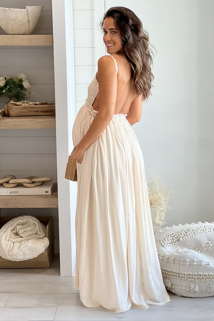 Pink Crochet Top Maxi Dress With Open Back and Frayed Hem | Maxi Dresses Saved by the Dress Pink Crochet Top Maxi Dress With Open Back and Frayed Hem | Maxi Dresses Saved by the Dress