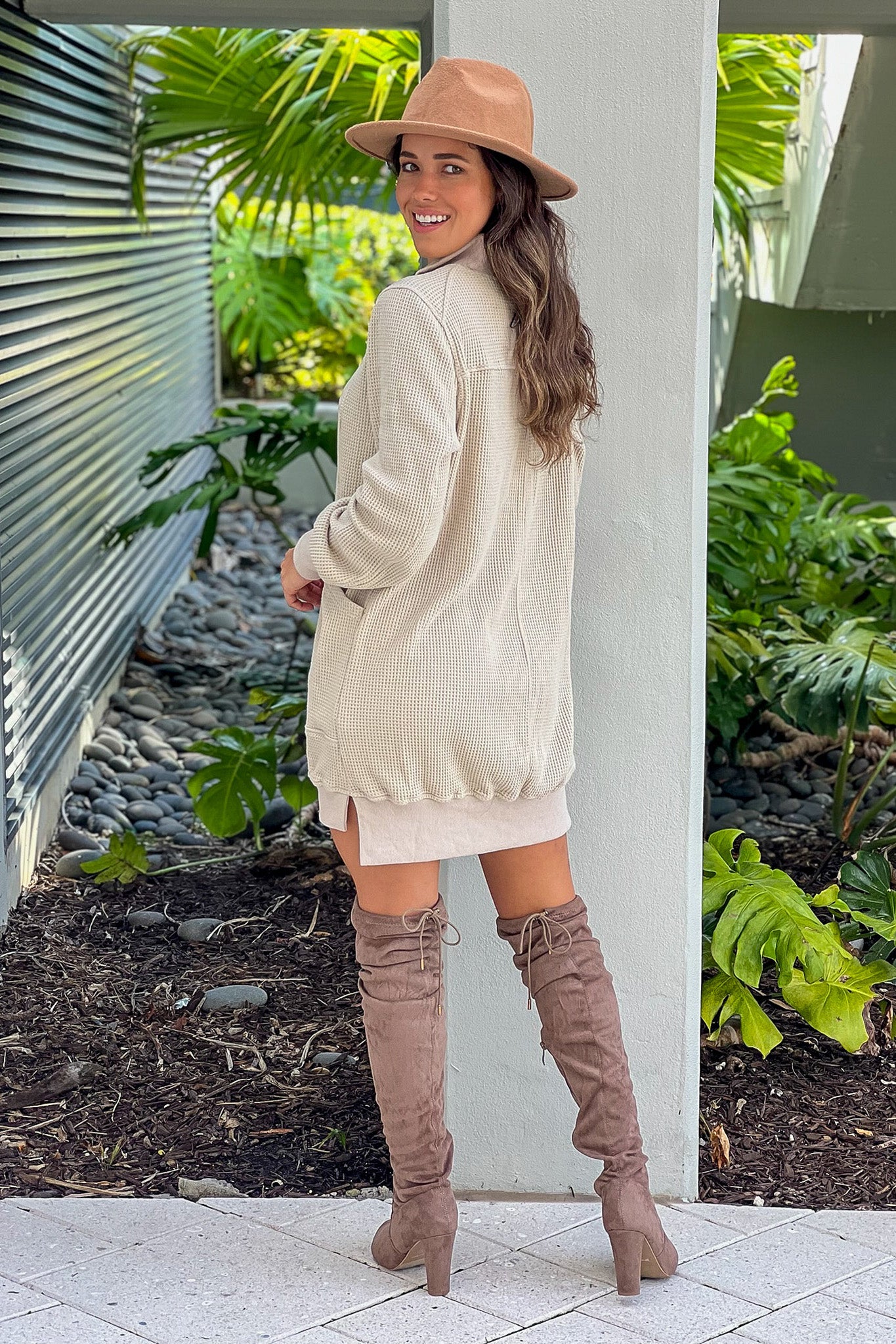 taupe knit dress