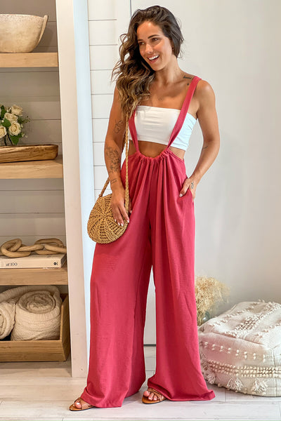 terracotta jumpsuit with pockets