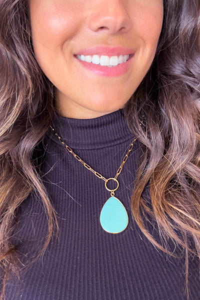 turquoise quartz pendant necklace