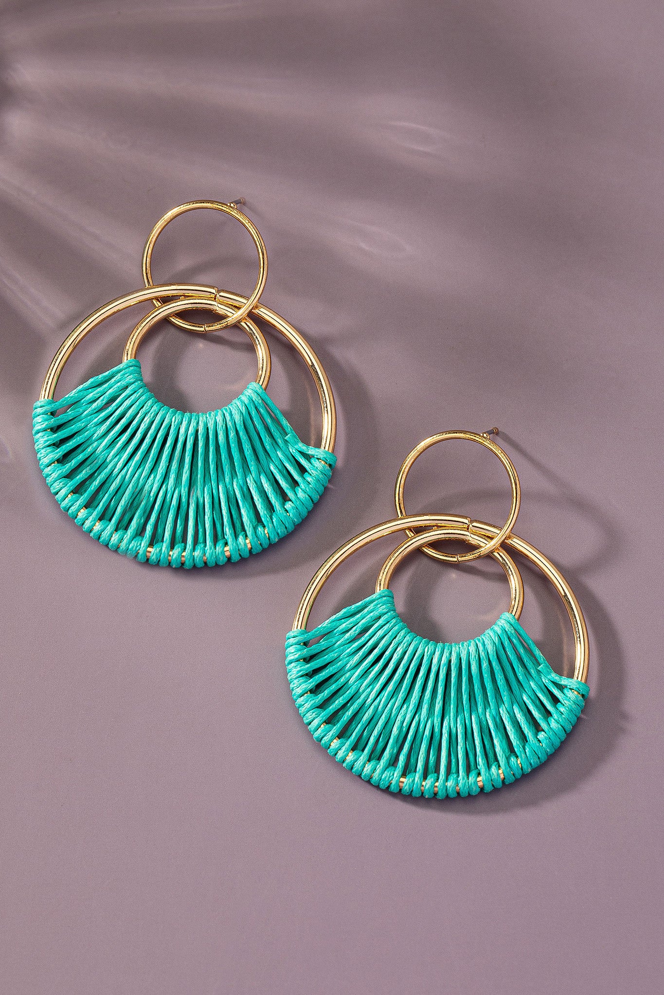 turquoise woven drop earrings