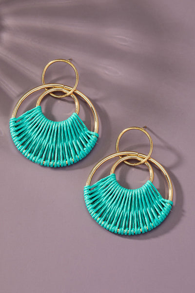 turquoise woven drop earrings