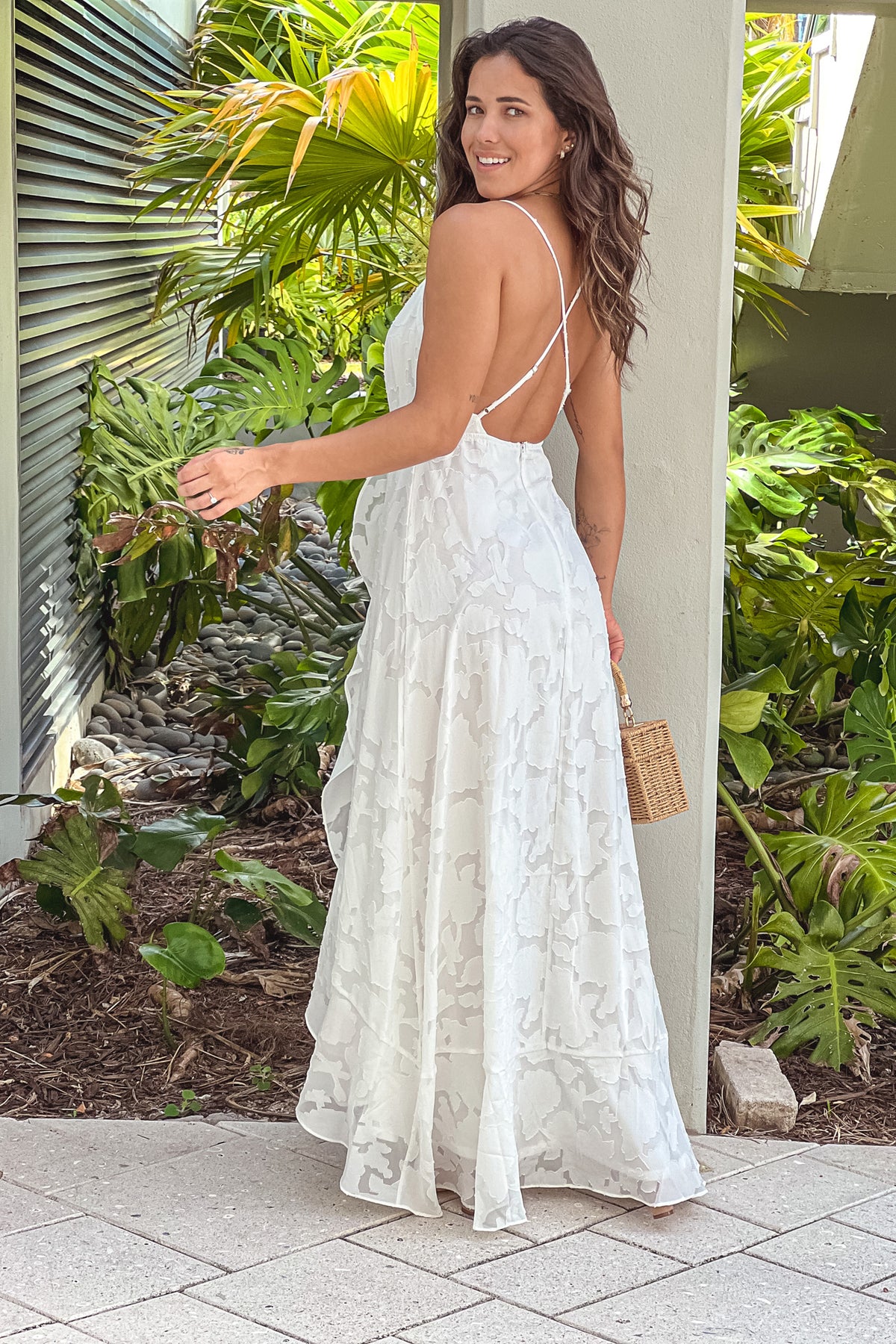 White Floral Ruffle Wrap Dress | Maxi Dresses – Saved by the Dress