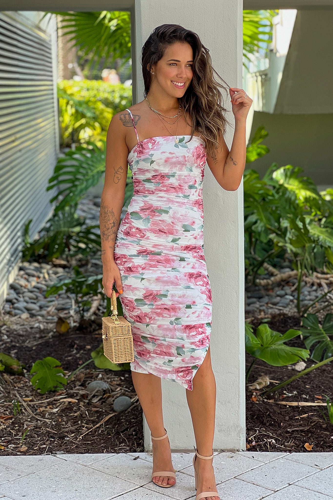 white floral dress